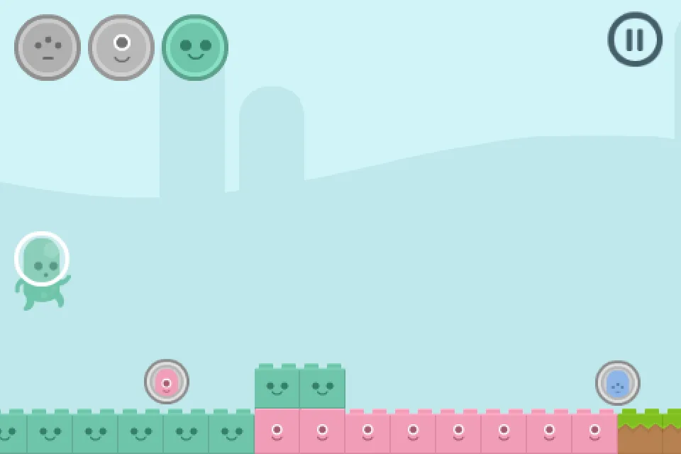 The dude jumping over pink ground in the first level