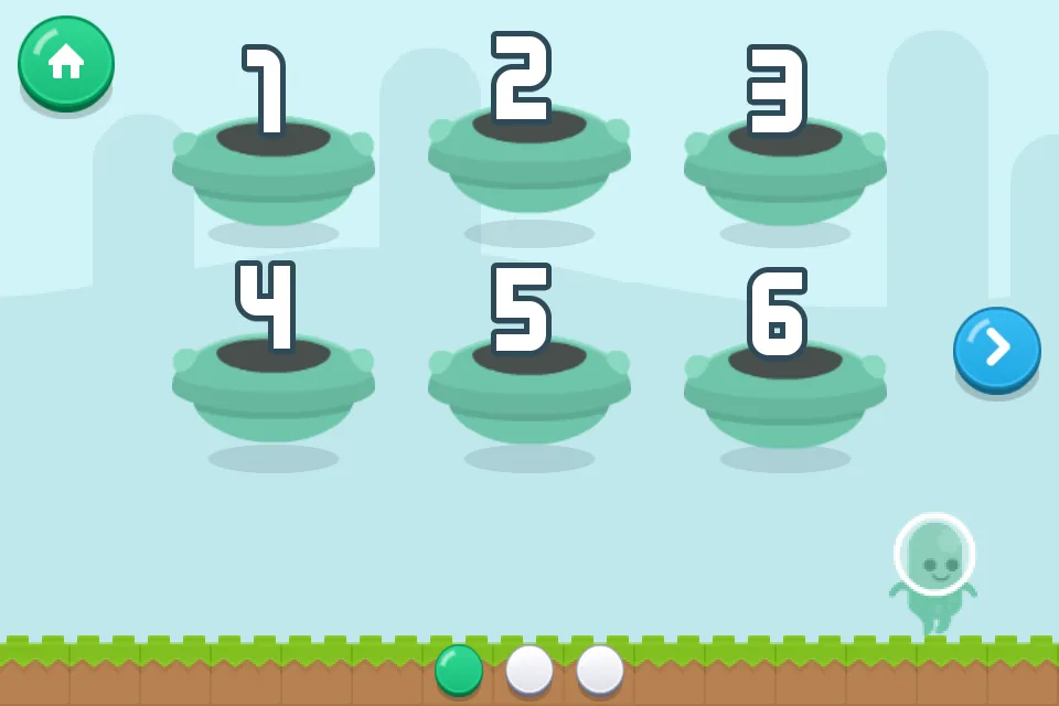 The level selector: levels drawn as flying saucers